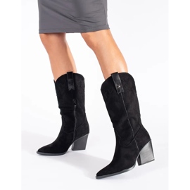 Seastar Santiags femme en daim noir le noir 2