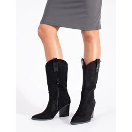 Seastar Santiags femme en daim noir le noir 4