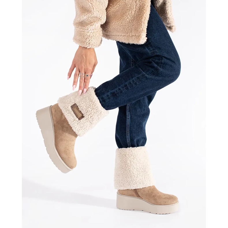 Seastar Bottines compensées isolées beige foncé pour femme 1