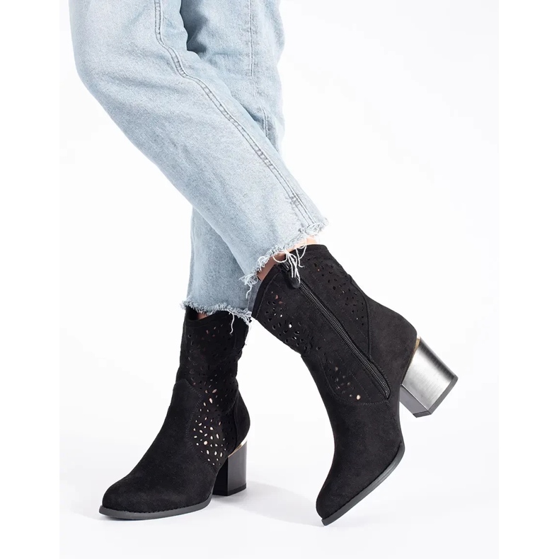 Seastar Santiags noires ajourées à talon haut le noir 1