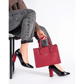 Escarpins élégants à talons hauts noirs vernis le noir 2