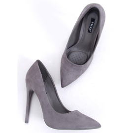 Escarpins sur un daim gris 5101 Talon aiguille gris 2