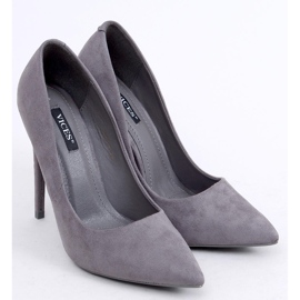 Escarpins sur un daim gris 5101 Talon aiguille gris 1