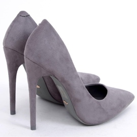 Escarpins sur un daim gris 5101 Talon aiguille gris 3