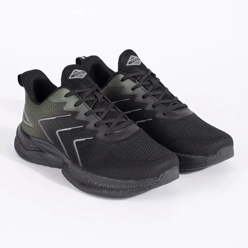 Vico Chaussures de sport légères à lacets noires et vertes le noir 1