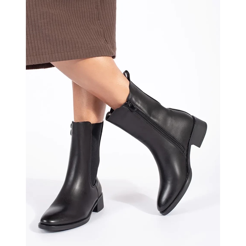 Bottines Chelsea femme noires à talons bas 2