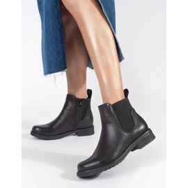 Bottines Chelsea plates femme noires 2