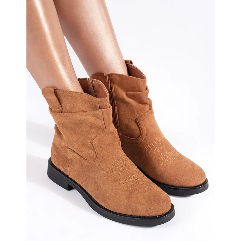 Santiags femme en daim marron brun 2