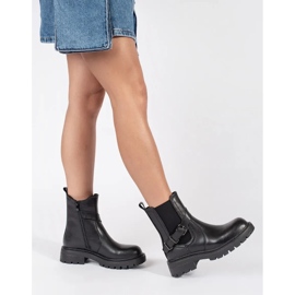 Bottines Chelsea en cuir noir pour femme sur la plateforme Sergio Leone le noir 2