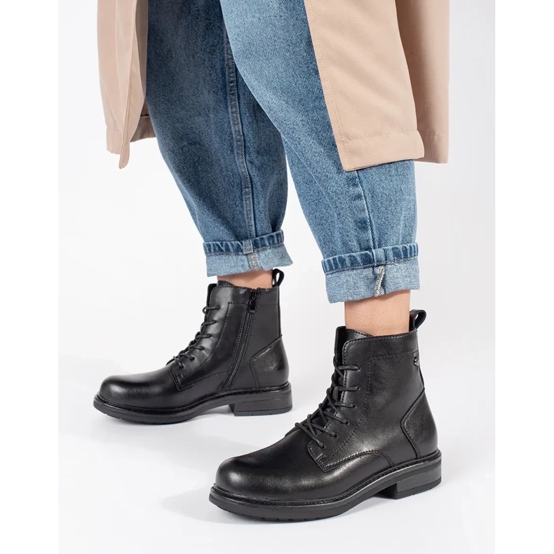 Bottines à lacets en cuir noir pour femme de Sergio Leone le noir 2 Bottines à lacets en cuir noir pour femme de Sergio Leone le noir 2