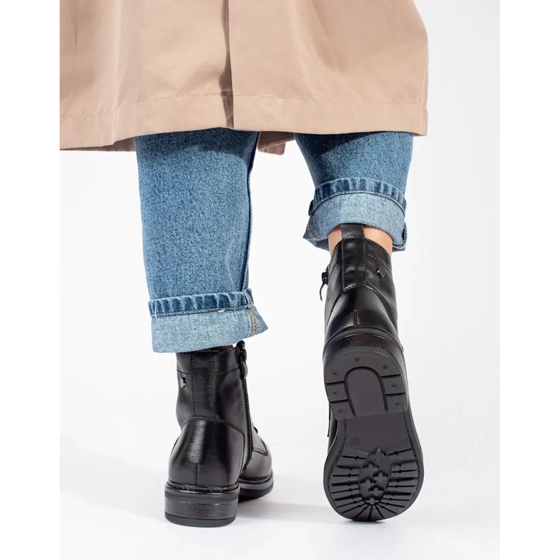 Bottines à lacets en cuir noir pour femme de Sergio Leone 1