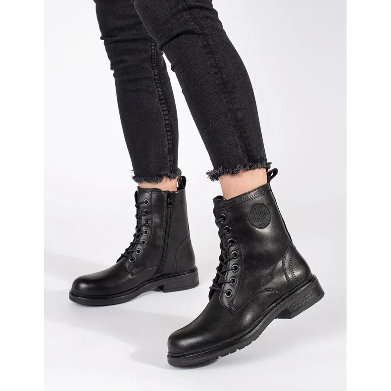 Baggies pour femmes noires en cuir naturel par Sergio Leone 2