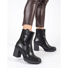 Bottines à talons hauts en cuir noir par Sergio Leone 1