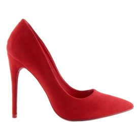 Escarpins sur talon aiguille en daim rouge 3