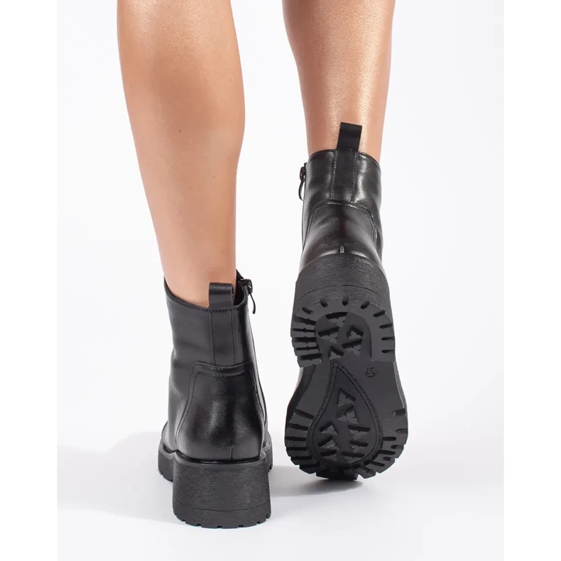 Bottines noires en cuir à semelle épaisse par Sergio Leone le noir 1