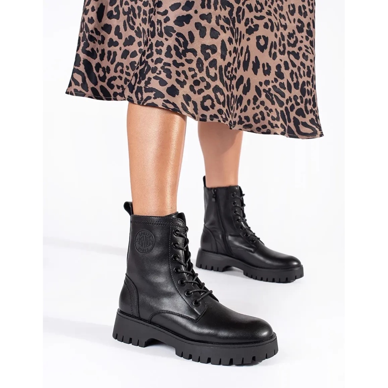 Bottines à lacets noires pour femmes sur la plateforme Sergio Leone le noir 1