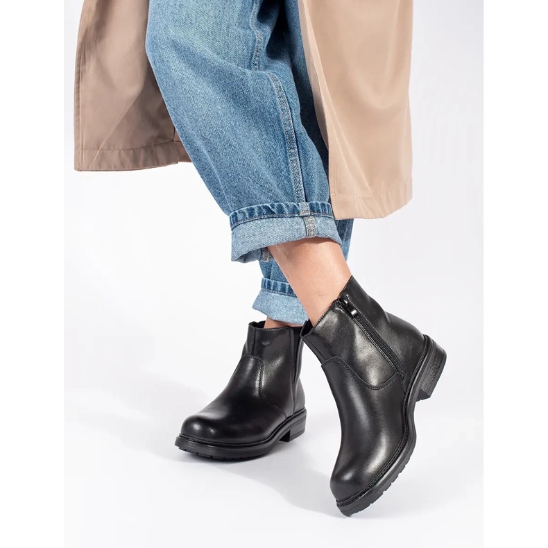 Bottines Chelsea en cuir noir à semelle plate par Sergio Leone 1