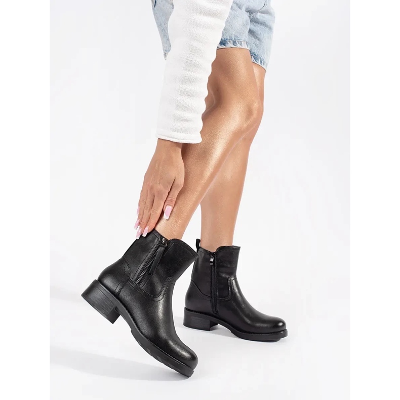 Bottines pour femmes en cuir noir de Sergio Leone 1