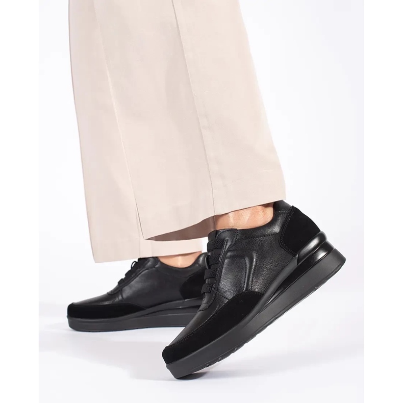 Chaussures compensées pour femmes en cuir noir par Sergio Leone le noir 2