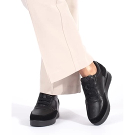 Chaussures compensées pour femmes en cuir noir par Sergio Leone le noir 1