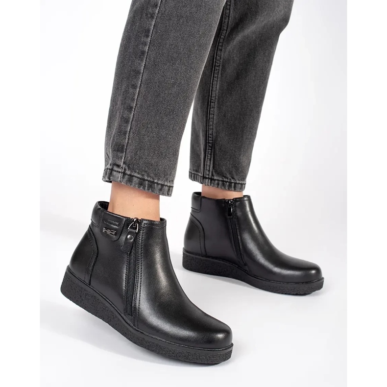 Bottes isolées confortables en cuir noir par Sergio Leone le noir 2