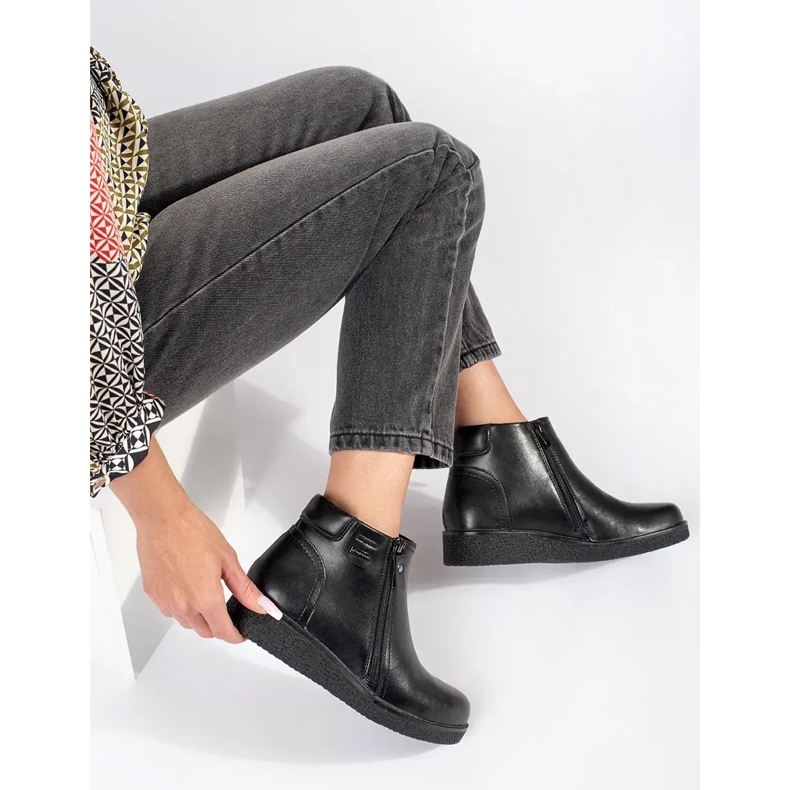 Bottes isolées confortables en cuir noir par Sergio Leone le noir 1 Bottes isolées confortables en cuir noir par Sergio Leone le noir 1