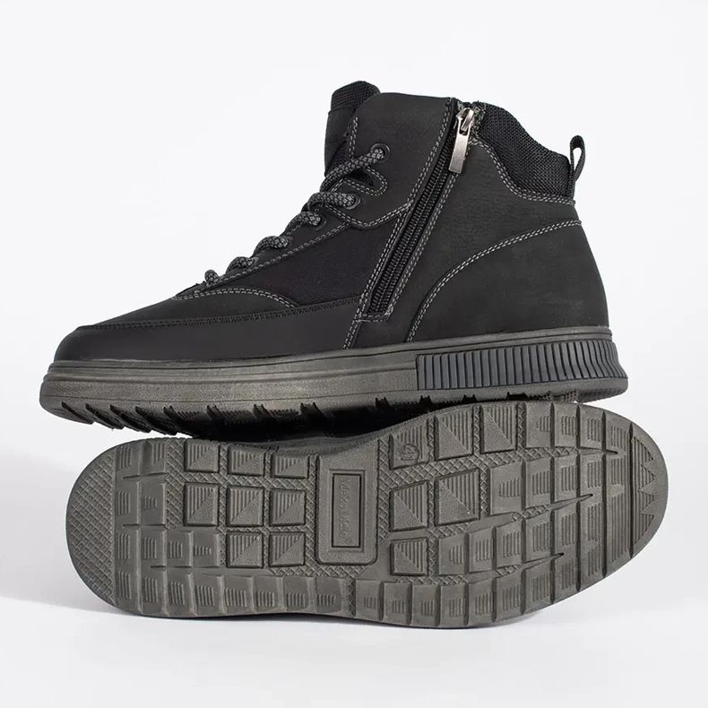 Bottes d'hiver hautes isolées noires pour hommes 1