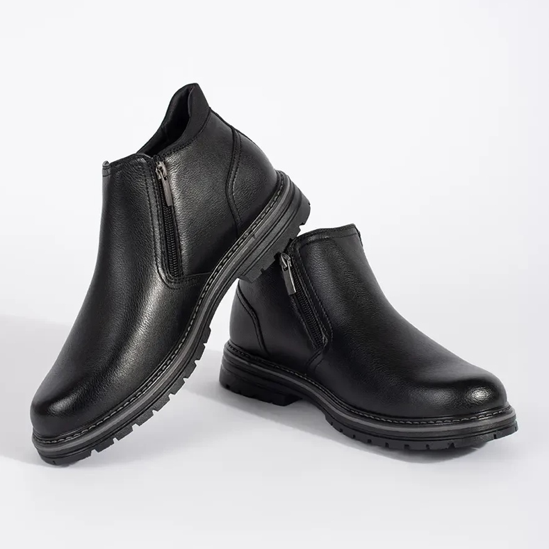 Bottes d'hiver noires pour hommes, isolées, noires 2