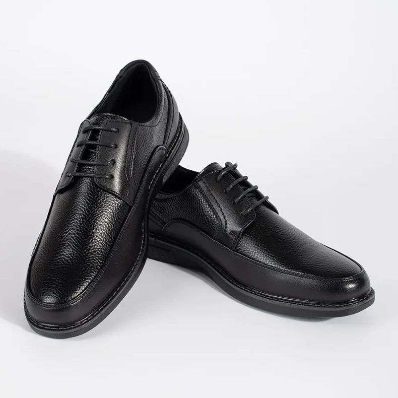 Chaussures à lacets noires pour hommes le noir 1