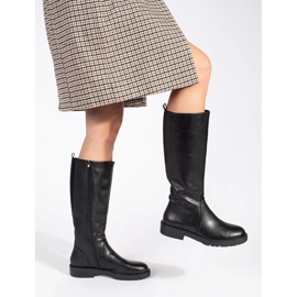 Bottes classiques pour femmes en cuir noir par Sergio Leone le noir 3