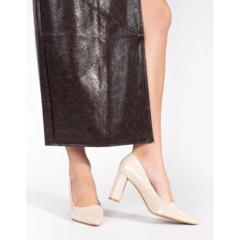 Seastar Escarpins élégants à talons hauts beiges vernis 1