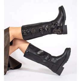 Bottines noires à talons bas avec boucles le noir 3