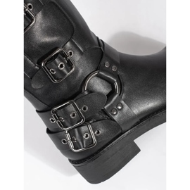 Bottines noires à talons bas avec boucles le noir 2