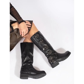 Bottines noires à talons bas avec boucles le noir 5
