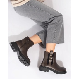 Bottines Chelsea femme marron à boucle brun 1