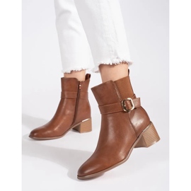 Bottines femme marron à boucle brun 1