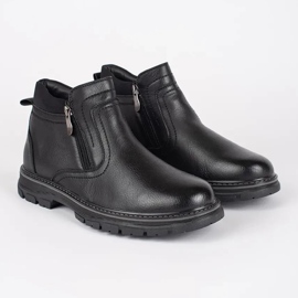 Bottes isolées d'hiver noires pour hommes 1