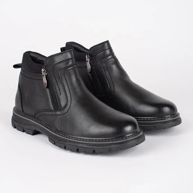 Bottes isolées d'hiver noires pour hommes 1