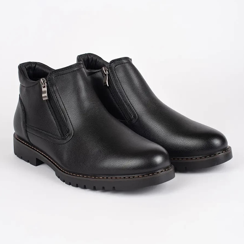 Bottes isolées d'hiver noires pour hommes 1