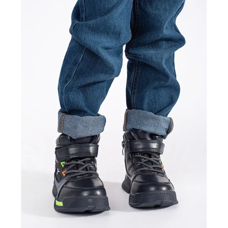 Bottes hautes isolées pour garçon bleu 1 Bottes hautes isolées pour garçon bleu 1