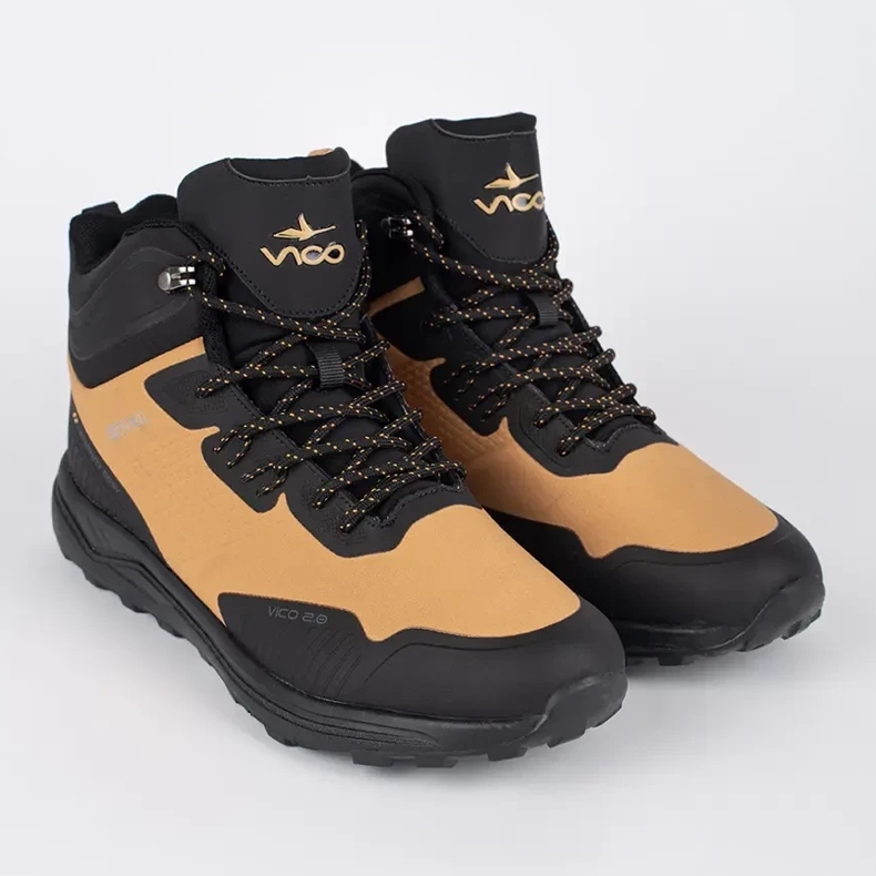 Vico Chaussures de trekking hautes pour hommes noires et marron brun 1