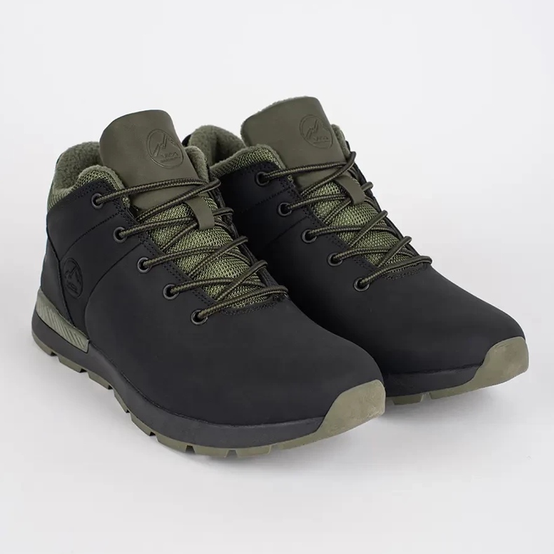Vico Chaussures à lacets d'hiver pour hommes noires et vertes 1