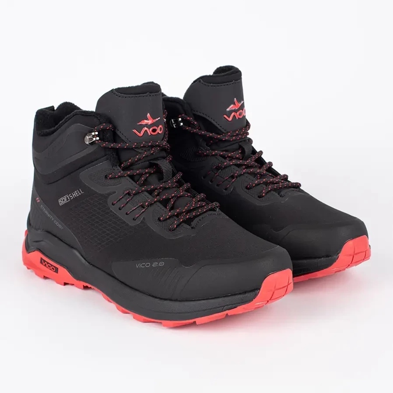 Vico Chaussures de trekking pour hommes noires et rouges 1
