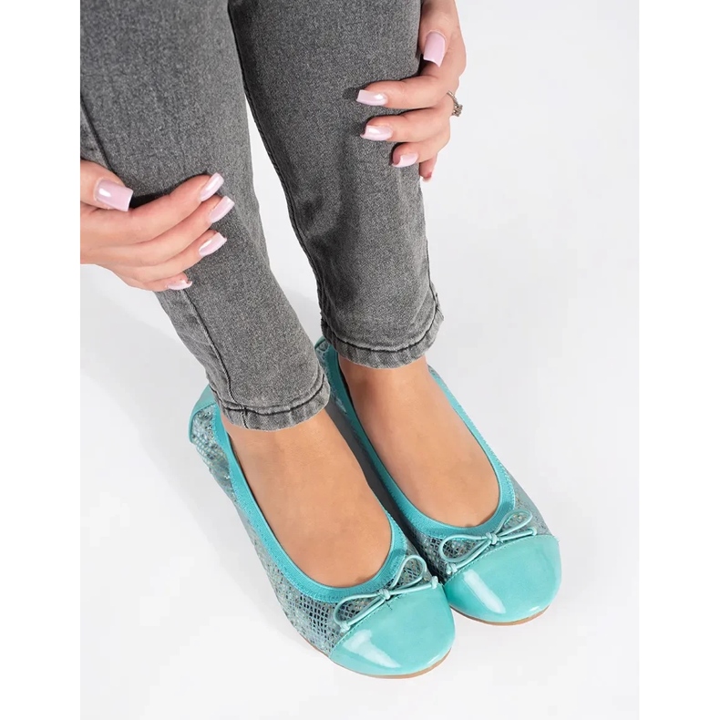 Ballerines bleues à motif serpent et nœud 1