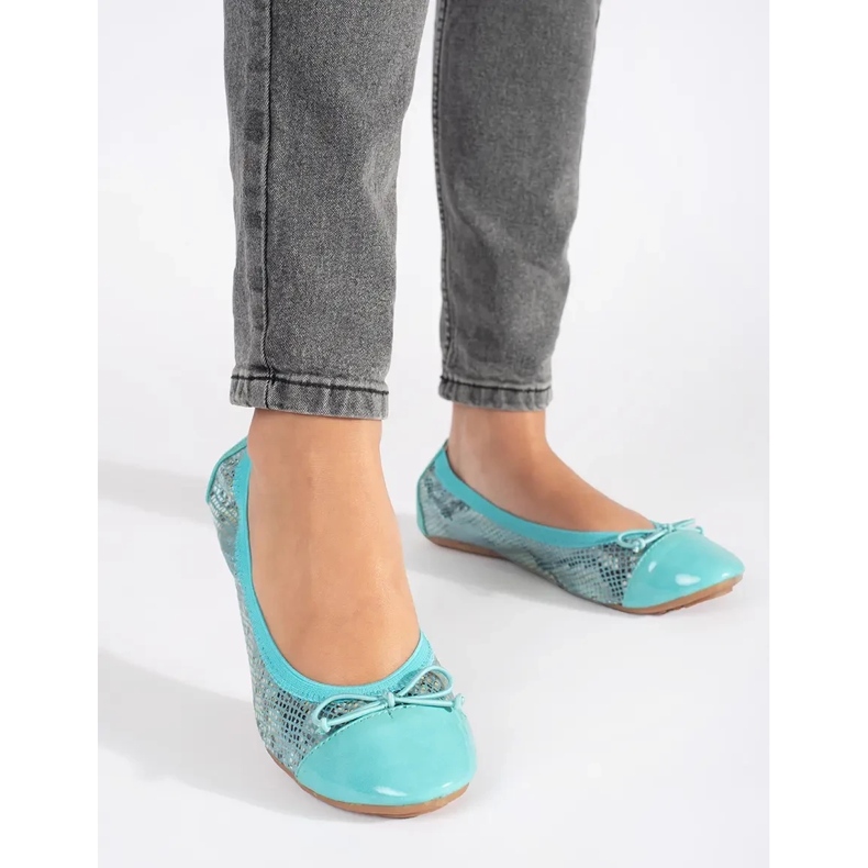 Ballerines bleues à motif serpent et nœud 2