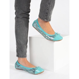 Ballerines bleues à motif serpent et nœud 3