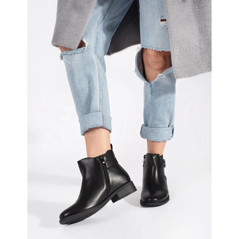 Bottines Chelsea femme noires à talon plat le noir 1 Bottines Chelsea femme noires à talon plat le noir 1