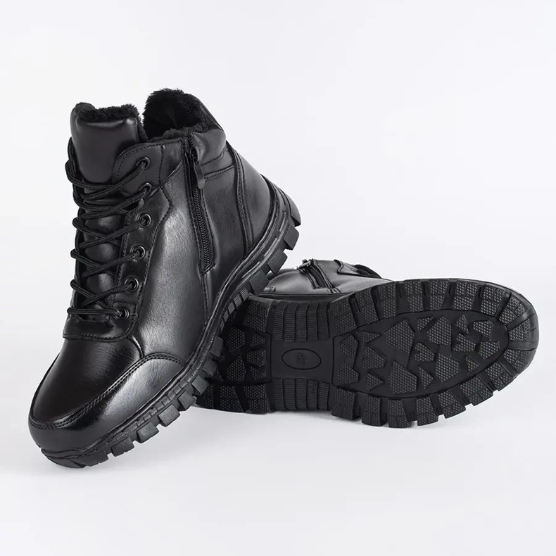 Bottes d'hiver isolées noires pour hommes 1