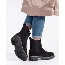 Bottines plates en daim noires avec empiècement élastique le noir 3