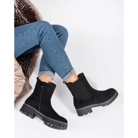 Bottines plates en daim noires avec empiècement élastique le noir 4